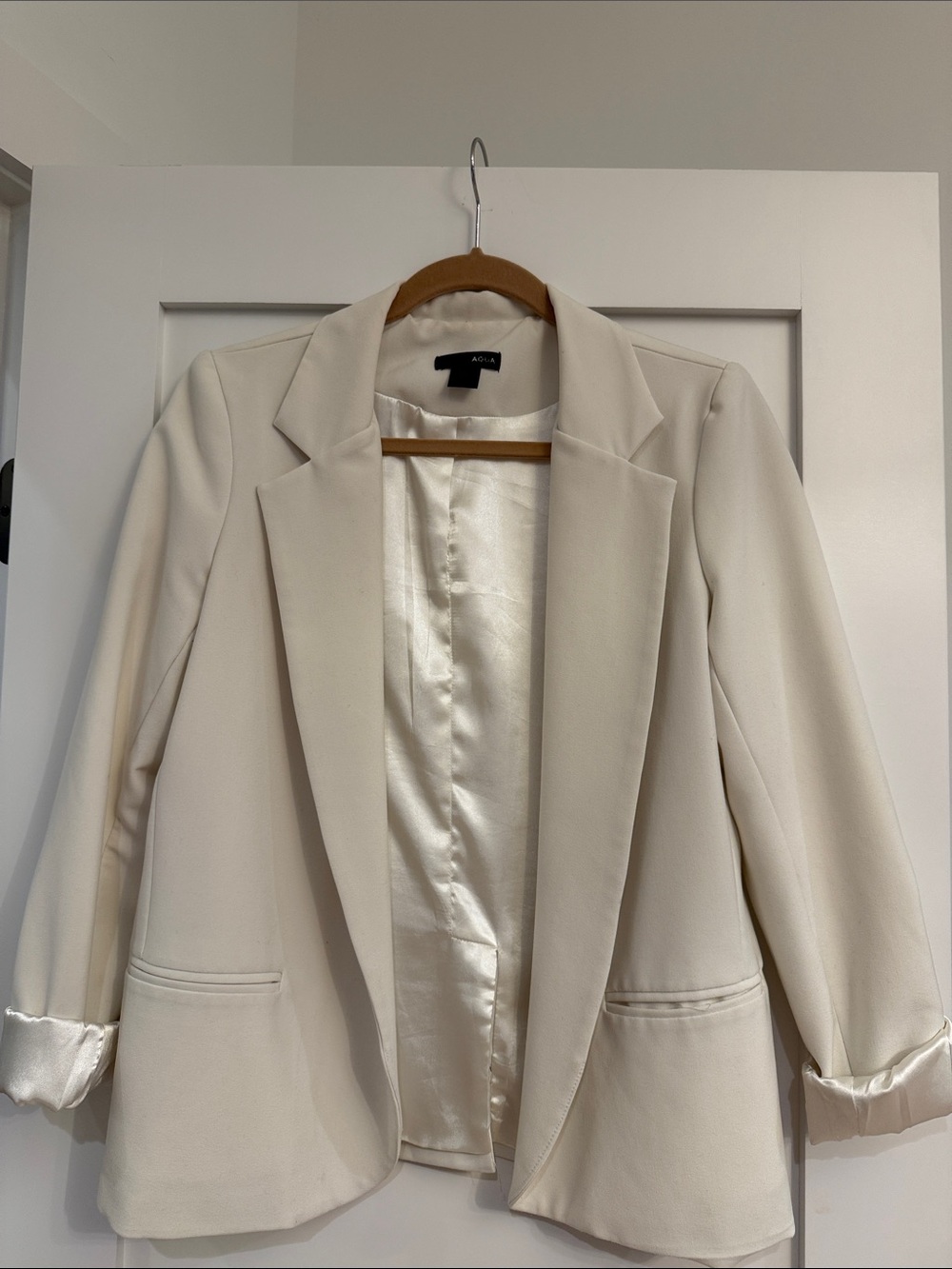 Aqua Ivory Open-Front Tailored Blazer